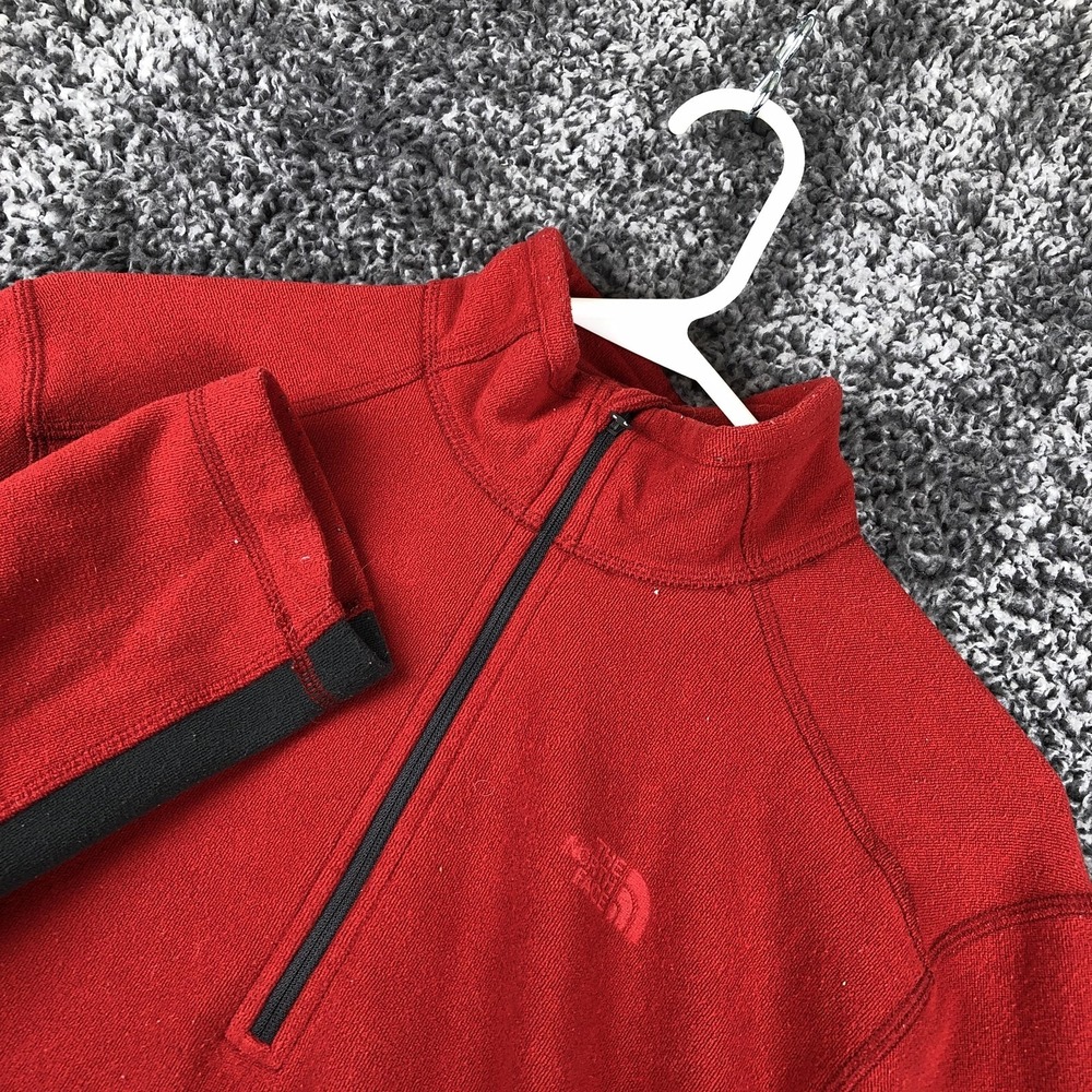 The North Face Pullover Mens Small Red 1/4 Zip Mock Neck Fleece Hiking‎